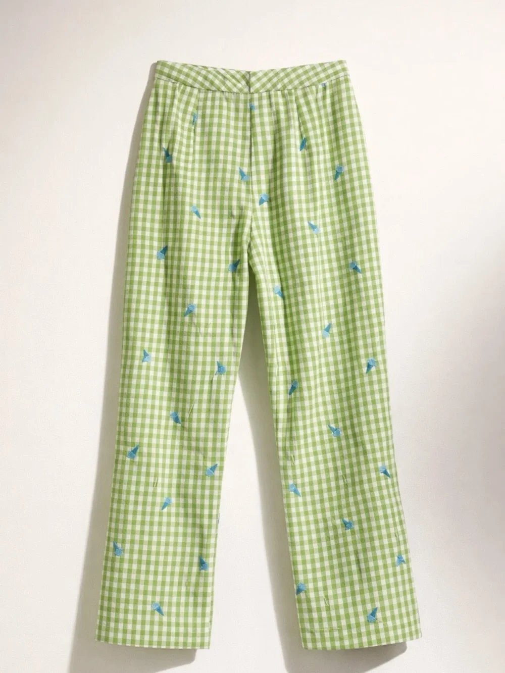 Lilly Pulitzer Gingham Cropped Pants, Green/blue cones, 0 (fits like 2), EUC - Picture 3 of 9